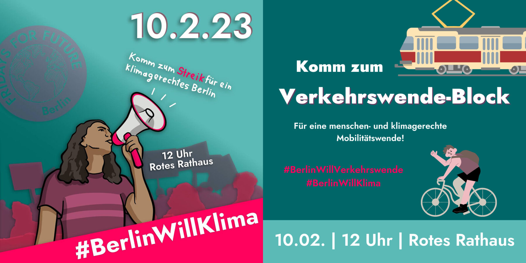 Aufruf zum Klimastreik am 10.2.23 vor dem Roten Rathaus in Berlin