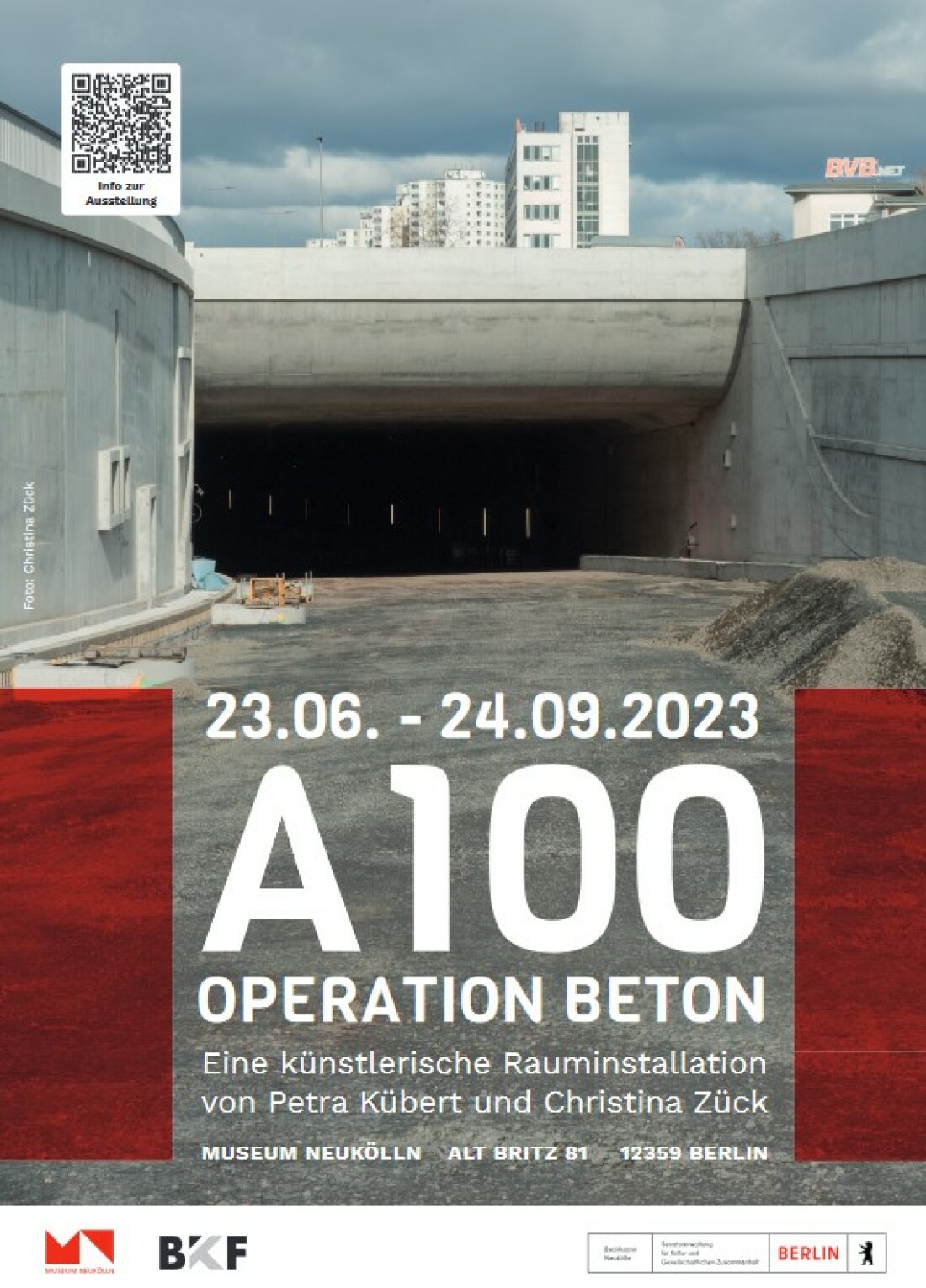 Operation Beton - lautet der Titel der Ausstellung von Petra Kübert + Christina Zück im #MuseumNeukoelln über den 16. Bauabschnitt der #A100 + den Protest gegen das Projekt. Vernissage am 22.6. 19 Uhr